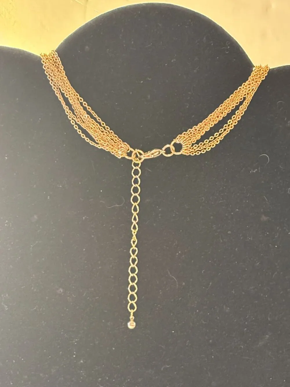 Vintage Gold Tone 10 Strand Chain with Puffy Heart Necklace & Matching Earrings